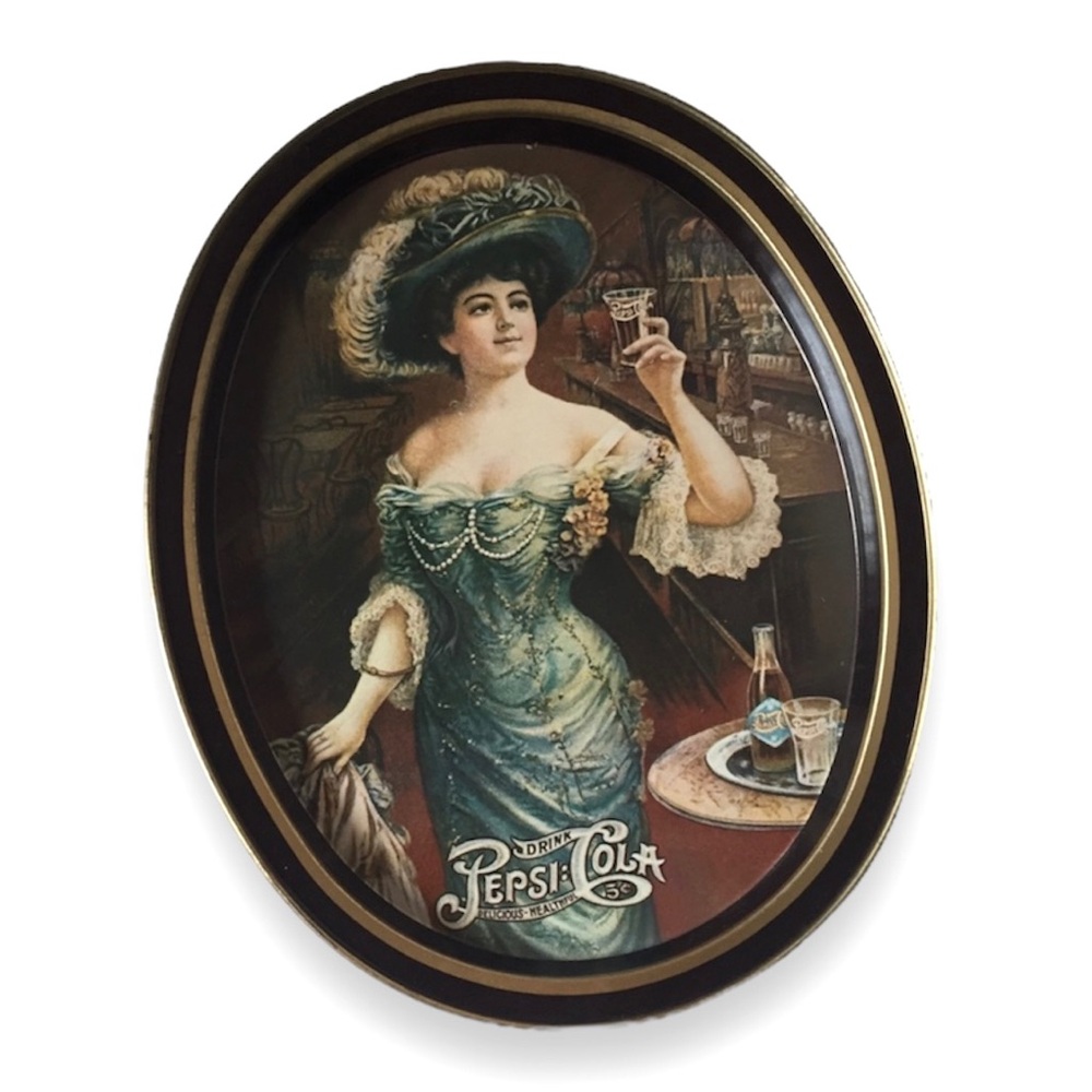 Vintage Pepsi Cola tray lady Victorian collectible tin server